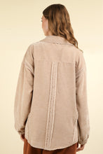 Load image into Gallery viewer, VERY J Mixed Media Button Down Raw Hem Shacket