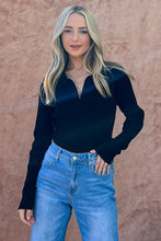 Load image into Gallery viewer, And The Why Plus Size Johnny Collar Long Sleeve Ribbed Bodysuit