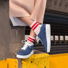 Load image into Gallery viewer, Ti Amo I love you - Exclusive Brand - Muted Dusty Blue - Skeleton Hands with Heart - Low Top Unisex Sneakers