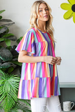 Load image into Gallery viewer, Heimish Full Size Short Sleeve Striped Tiered Top