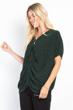 Load image into Gallery viewer, Be Stage Full Size Lurex Center Elastic Cinched Knit Top