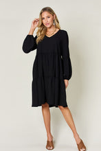 Load image into Gallery viewer, Double Take Full Size V-Neck Balloon Sleeve Tiered Dress