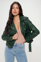 Load image into Gallery viewer, Coalition LA Zip Up Biker Jacket with Belt