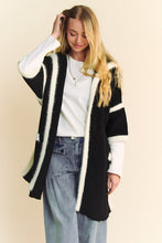 Load image into Gallery viewer, Davi & Dani Fuzzy Trim Open Front Loose Fit Cardigan