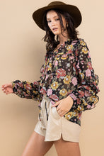 Load image into Gallery viewer, Ces Femme Ruffle Trim Long Sleeve Floral Blouse