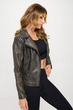 Load image into Gallery viewer, Coalition LA Studded Classic Moto Faux Leather Jacket