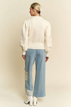 Load image into Gallery viewer, Davi & Dani Lace Applique Wide Leg Jeans