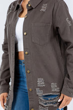 Load image into Gallery viewer, American Bazi Distressed Button Up Long Sleeve Denim Jacket