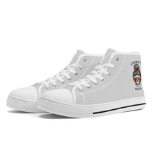 Load image into Gallery viewer, Ti Amo I love you - Exclusive Brand - Alto Gray - Mama Skeleton - CREEP IT REAL - High-Top Canvas Shoes - White Soles