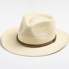 Load image into Gallery viewer, Striped Bow Flat-brimmed Straw Top Hat