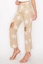 Load image into Gallery viewer, RISEN Full Size High Rise Star Printed Frayed Hem Jeans