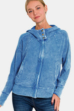 Load image into Gallery viewer, Zenana Washed Zip Up Hooded Jacket