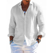 Load image into Gallery viewer, Men's Long Sleeve Loose Solid Color Lapel Button Top