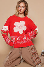 Load image into Gallery viewer, POL Flower Lace Patch Long Sleeve Sweater