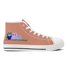 Load image into Gallery viewer, Ti Amo I love you  - Exclusive Brand - Pale Copper - 3 Owls - High-Top Canvas Shoes - White - Ti Amo I love you
