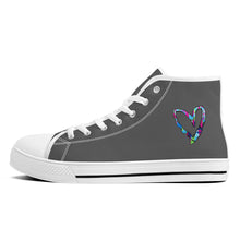 Load image into Gallery viewer, Ti Amo I love you - Exclusive Brand - Davy's Grey - Colorful Hearts - High-Top Canvas Shoes - White Soles