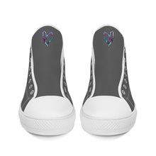 Load image into Gallery viewer, Ti Amo I love you - Exclusive Brand - Davy's Grey - Colorful Hearts - High-Top Canvas Shoes - White Soles