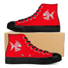 Load image into Gallery viewer, Ti Amo I love you - Exclusive Brand - Ferrari Red - Angry Fish - High Top Canvas Shoes - Black  Soles