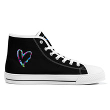 Load image into Gallery viewer, Ti Amo I love you - Exclusive Brand - Black - Colorful Hearts - High-Top Canvas Shoes - White Soles