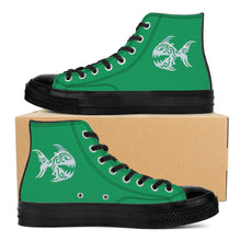 Load image into Gallery viewer, Ti Amo I love you - Exclusive Brand - Shamrock Green - Angry Fish - High Top Canvas Shoes - Black  Soles