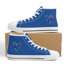 Load image into Gallery viewer, Ti Amo I love you - Exclusive Brand - Yale Blue - Colorful Hearts - High-Top Canvas Shoes - White Soles