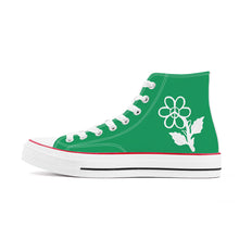 Load image into Gallery viewer, Ti Amo I love you - Exclusive Brand - Shamrock Green - White Daisy - High Top Canvas Shoes - White  Soles