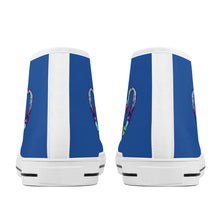 Load image into Gallery viewer, Ti Amo I love you - Exclusive Brand - Yale Blue - Colorful Hearts - High-Top Canvas Shoes - White Soles