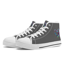 Load image into Gallery viewer, Ti Amo I love you - Exclusive Brand - Davy's Grey - Colorful Hearts - High-Top Canvas Shoes - White Soles