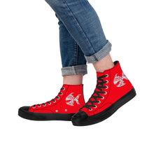 Load image into Gallery viewer, Ti Amo I love you - Exclusive Brand - Ferrari Red - Angry Fish - High Top Canvas Shoes - Black  Soles
