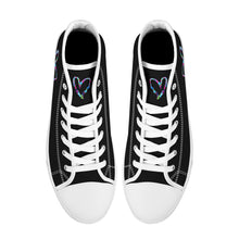 Load image into Gallery viewer, Ti Amo I love you - Exclusive Brand - Black - Colorful Hearts - High-Top Canvas Shoes - White Soles