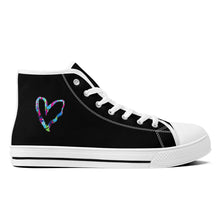 Load image into Gallery viewer, Ti Amo I love you - Exclusive Brand - Black - Colorful Hearts - High-Top Canvas Shoes - White Soles