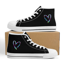 Load image into Gallery viewer, Ti Amo I love you - Exclusive Brand - Black - Colorful Hearts - High-Top Canvas Shoes - White Soles