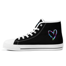 Load image into Gallery viewer, Ti Amo I love you - Exclusive Brand - Black - Colorful Hearts - High-Top Canvas Shoes - White Soles