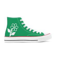 Load image into Gallery viewer, Ti Amo I love you - Exclusive Brand - Shamrock Green - White Daisy - High Top Canvas Shoes - White  Soles