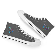 Load image into Gallery viewer, Ti Amo I love you - Exclusive Brand - Davy's Grey - Colorful Hearts - High-Top Canvas Shoes - White Soles