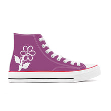 Load image into Gallery viewer, Ti Amo I love you - Exclusive Brand - Cannon Pink - White Daisy - High Top Canvas Shoes - White  Soles