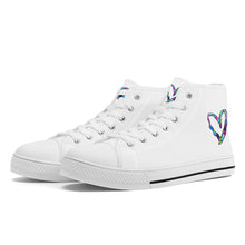 Load image into Gallery viewer, Ti Amo I love you - Exclusive Brand - White - Colorful Hearts - Womens High-Top Canvas Shoes - White Soles