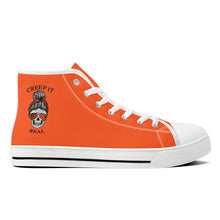 Load image into Gallery viewer, Ti Amo I love you - Exclusive Brand - Orange - Mama Skeleton - CREEP IT REAL - High-Top Canvas Shoes - White Soles