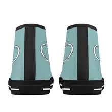 Load image into Gallery viewer, Ti Amo I love you - Exclusive Brand - Shadow Green 2 - Double White Heart High-Top Canvas Shoes - Black Soles