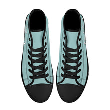 Load image into Gallery viewer, Ti Amo I love you - Exclusive Brand - Shadow Green 2 - Double White Heart High-Top Canvas Shoes - Black Soles