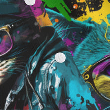 Load image into Gallery viewer, Ti Amo I love you - Exclusive Brand - Rainbow Paint Splatter Cats - Women's Loose Elastic-Back Shirt With Long Sleeves