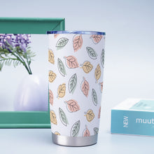 Load image into Gallery viewer, Ti Amo I love you Exclusive Brand  - White with Hit Gray, Cameo &  Cavern Pink Leaves - Tumbler 20oz