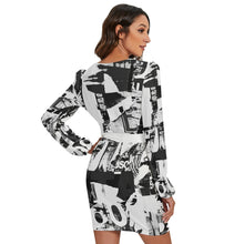 Load image into Gallery viewer, Ti Amo I love you - Exclusive Brand - Women's Long Sleeve Dress With Waist Belt