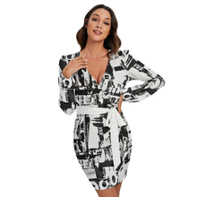Load image into Gallery viewer, Ti Amo I love you - Exclusive Brand - Women's Long Sleeve Dress With Waist Belt