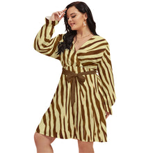 Load image into Gallery viewer, Ti Amo I love you - Exclusive Brand  - Women's Plus Size - V-neck Dress With Waistband