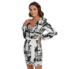 Load image into Gallery viewer, Ti Amo I love you - Exclusive Brand - Women's Long Sleeve Dress With Waist Belt