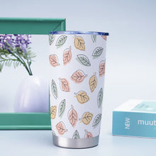 Load image into Gallery viewer, Ti Amo I love you Exclusive Brand  - White with Hit Gray, Cameo &  Cavern Pink Leaves - Tumbler 20oz