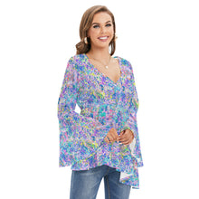Load image into Gallery viewer, Ti Amo I love you - Exclusive Brand - V-neck Blouse With Flared Sleeves