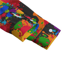 Load image into Gallery viewer, Ti Amo I love you - Exclusive Brand - Rainbow Paint Splatter Cats - Women's Loose Elastic-Back Shirt With Long Sleeves