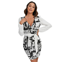 Load image into Gallery viewer, Ti Amo I love you - Exclusive Brand - Women's Long Sleeve Dress With Waist Belt